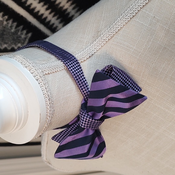 💐GUC Cremiux Brand Unisex Wear Adjustable Silk Bow Tie, Purple/Black, OSFM - Picture 4 of 7